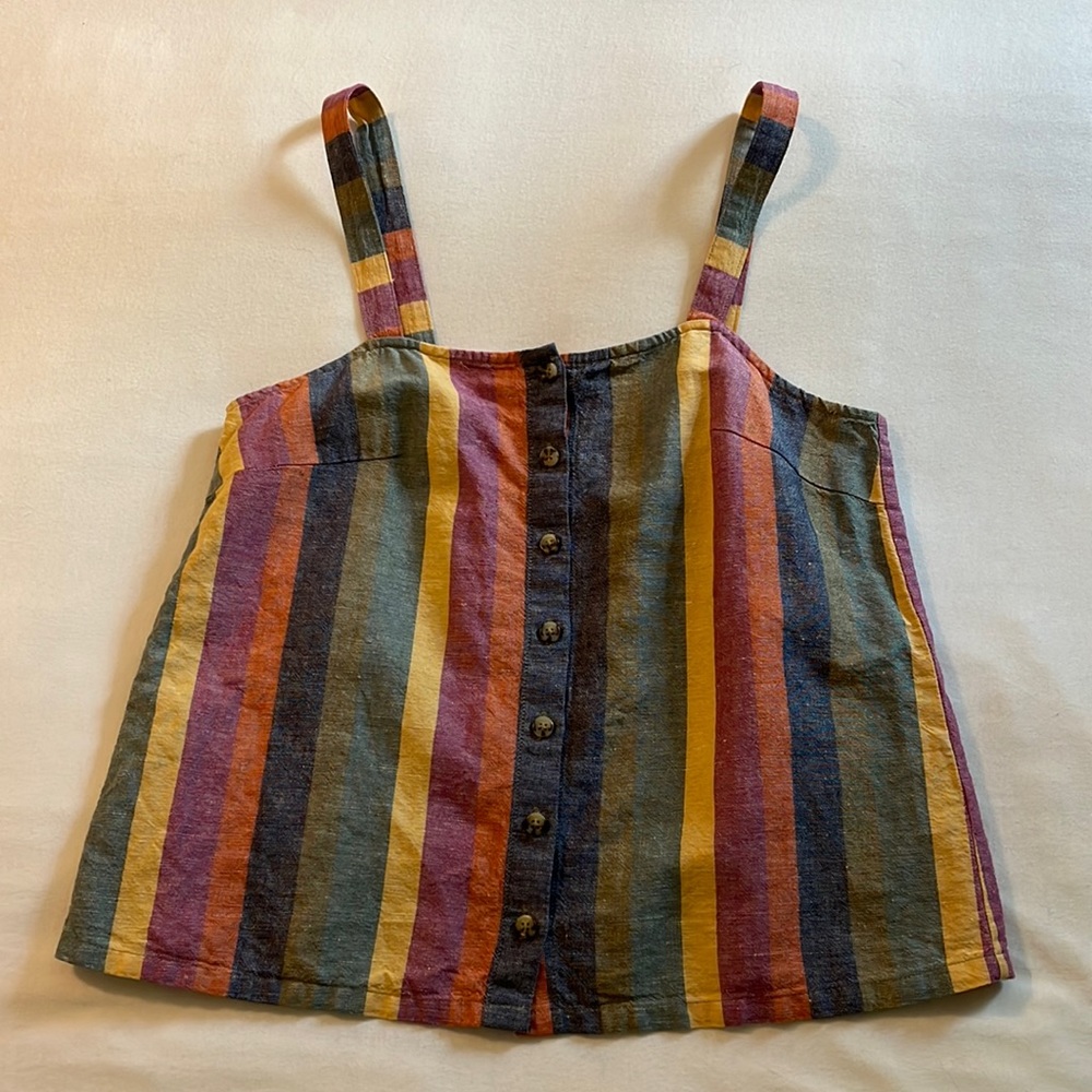 EUC Madewell Rainbow Stripe Button-Front Tank Top